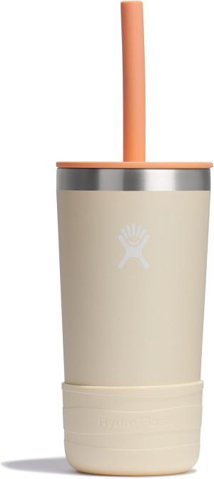 Hydro Flask Kids 12 Oz Tumbler with Lid and Straw for School - Insulated Stainless Steel in Coconut Cream