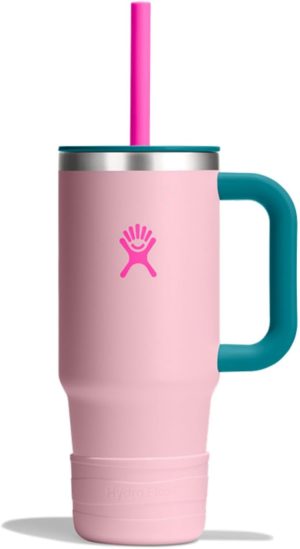 Hydro Flask Kids 24 Oz Travel Tumbler with Handle. Lid and Straw for School - Insulated Stainless Steel in Blossom Pink
