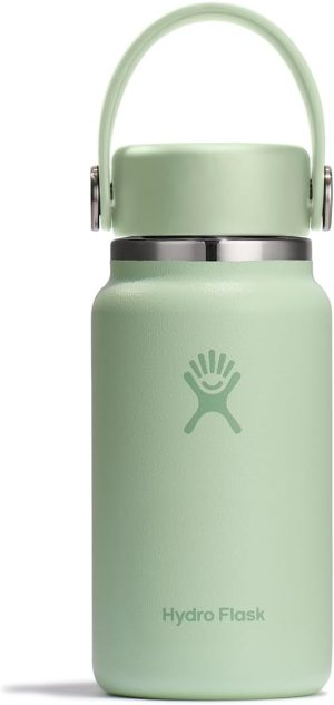 Hydro Flask Micro Bottle - Leak Proof Purse or Pocket Flask - Insulated Mini Water Bottle 6.7 Oz Aloe