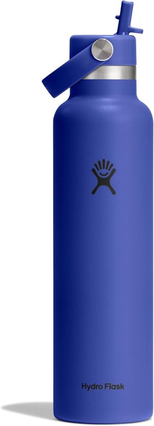 Hydro Flask Water Bottle - Insulated Stainless Steel - Straw Lid. Non Spill. Leakproof in 24 Oz Capri Blue