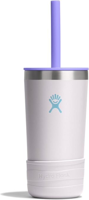 Hydro Flask Kids 12 Oz Tumbler with Lid and Straw for School - Insulated Stainless Steel in Cloud Pink