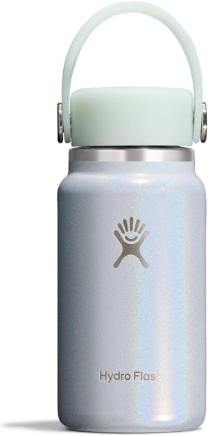 Hydro Flask Micro Bottle - Leak Proof Purse or Pocket Flask - Insulated Mini Water Bottle 6.7 Oz Glimmer Blue