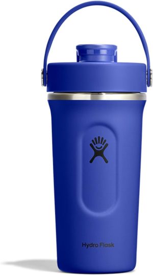 Hydro Flask Shaker Bottle – Insulated Stainless Steel Gym Bottle for Pre Workout & Protein 24 Oz Capri Blue