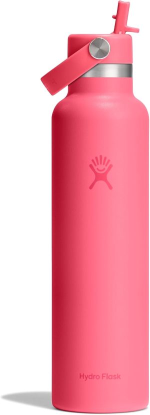 Hydro Flask Water Bottle - Insulated Stainless Steel - Straw Lid. Non Spill. Leakproof in 24 Oz Popstar Pink