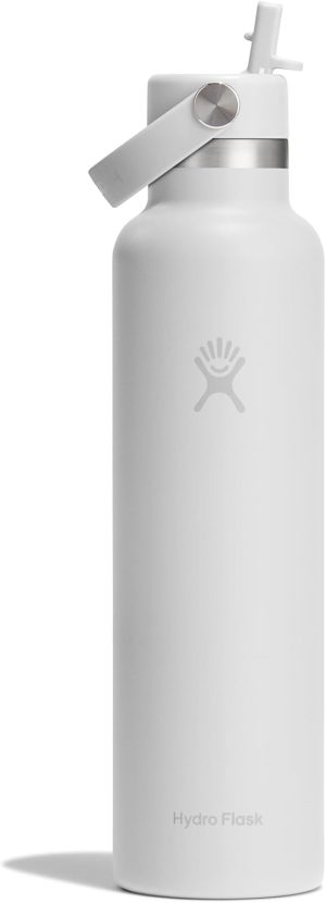 Hydro Flask Water Bottle - Insulated Stainless Steel - Straw Lid. Non Spill. Leakproof in 24 Oz Tonal White