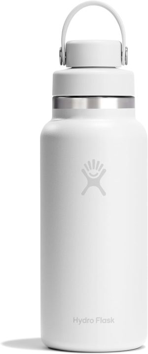 Hydro Flask Water Bottle - Insulated Stainless Steel - Wide Mouth Flex Chug Lid. Non Spill. Leakproof in 32 Oz Tonal White