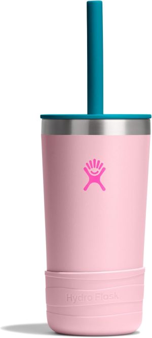 Hydro Flask Kids 12 Oz Tumbler with Lid and Straw for School - Insulated Stainless Steel in Blossom Pink