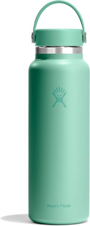 Hydro Flask Water Bottle - Insulated Stainless Steel - Wide Mouth Flex Lid. Non Spill. Leakproof and Refillable in 40 Oz Mermaid Green
