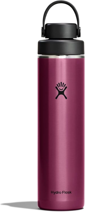 Hydro Flask Lightweight Wide Flex Chug Cap - Insulated Stainless Steel Water Bottle 24 Oz Garnet Red