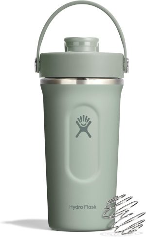 Hydro Flask Shaker Bottle – Insulated Stainless Steel Gym Bottle for Pre Workout & Protein 24 Oz Agave Green
