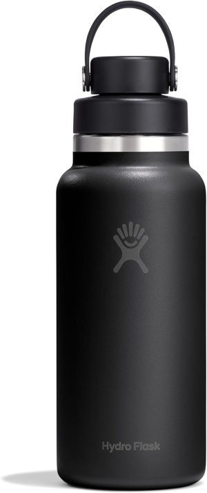Hydro Flask Water Bottle - Insulated Stainless Steel - Wide Mouth Flex Chug Lid. Non Spill. Leakproof in 32 Oz Tonal Black