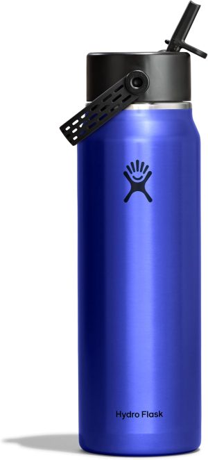 Hydro Flask 32 Oz Lightweight Wide Straw Lid - Insulated Stainless Steel Water Bottle - Hiking. Commuting Sapphire Blue
