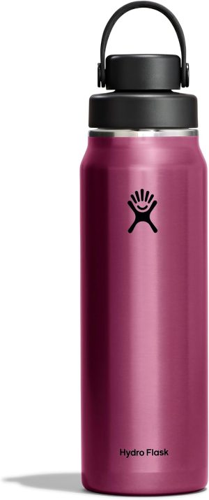 Hydro Flask Lightweight Wide Flex Chug Cap - Insulated Stainless Steel Water Bottle 32 Oz Garnet Red