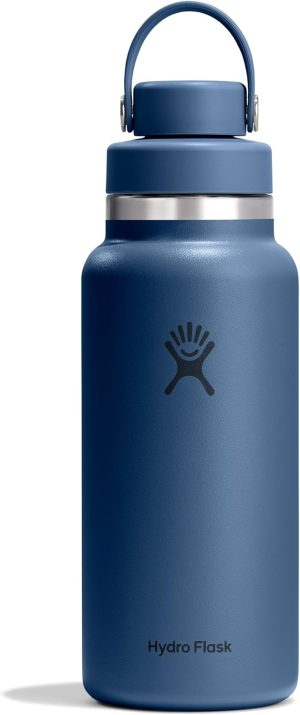 Hydro Flask Water Bottle - Insulated Stainless Steel - Wide Mouth Flex Chug Lid. Non Spill. Leakproof in 32 Oz Harbor Blue