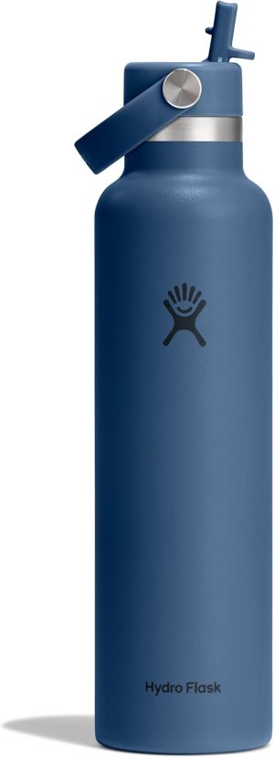 Hydro Flask Water Bottle - Insulated Stainless Steel - Straw Lid. Non Spill. Leakproof in 24 Oz Harbor Blue