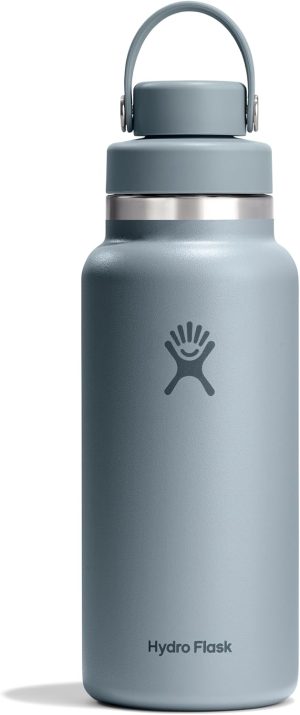 Hydro Flask Water Bottle - Insulated Stainless Steel - Wide Mouth Flex Chug Lid. Non Spill. Leakproof in 32 Oz Shale Gray