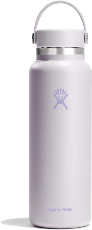 Hydro Flask Water Bottle - Insulated Stainless Steel - Wide Mouth Flex Lid. Non Spill. Leakproof and Refillable in 40 Oz Cloud Pink