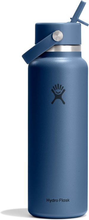 Hydro Flask Water Bottle - Insulated Stainless Steel - Wide Straw Lid. Non Spill. Leakproof in 40 Oz Harbor Blue